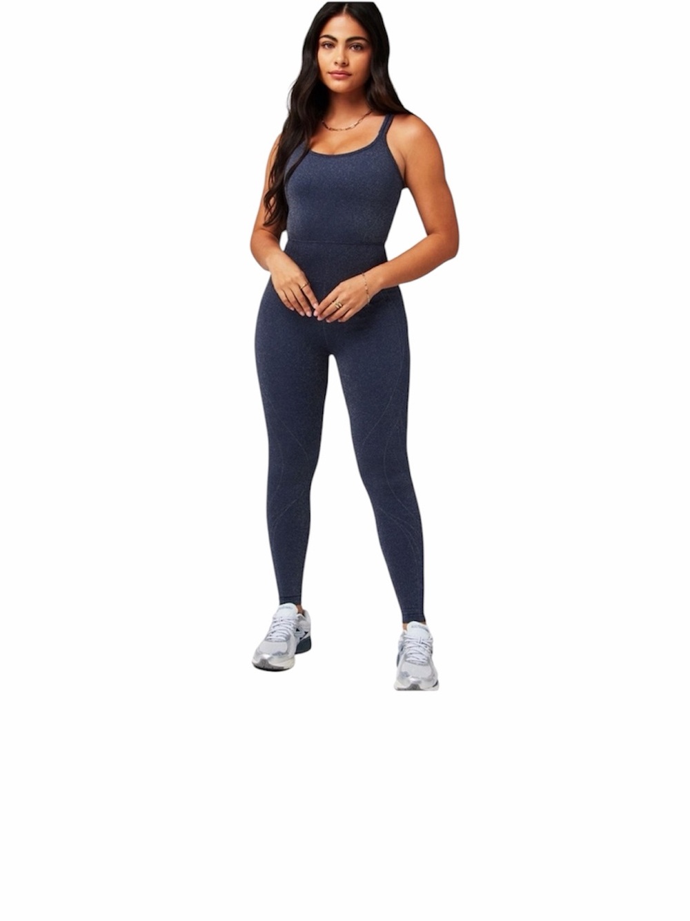 Fabletics X Khole Kardashian seamless blue sparkle pants romper maybe M